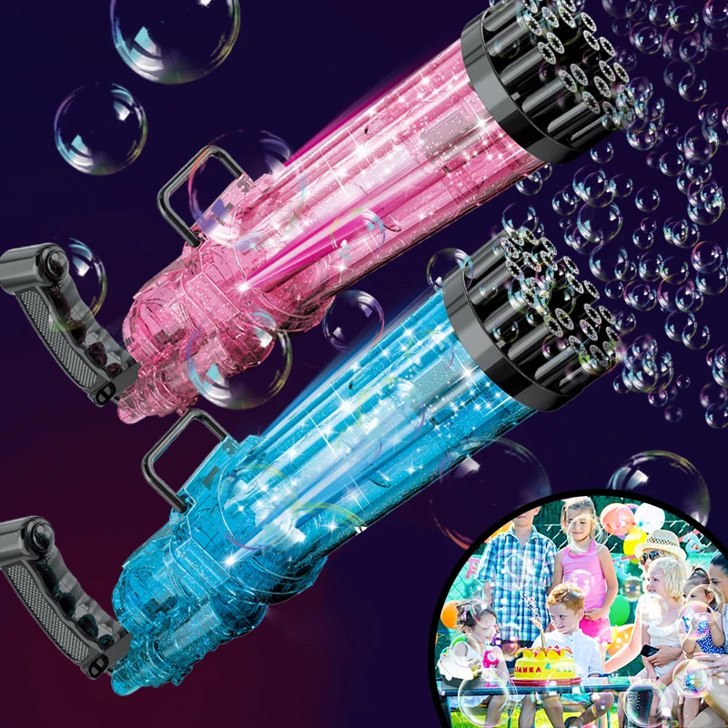 Оптовая продажа летняя Автоматическая пузырчатая машина Базука всех типов для приготовления пузырей 60 отверстий пистолет-Базука