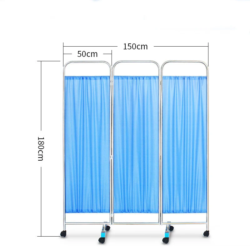 Movable Foldable Hospital Stainless Steel Ward Screen Hospital 4 folds medical folding screen