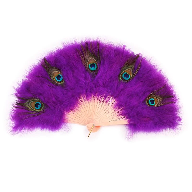 FK Black Feather Fan Peacock Feather Hand Fans For Wedding Bride Hand Holding Bouquet