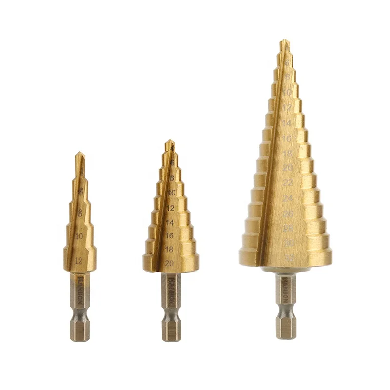 34-12Mm Hexagonal Handle Straight Grooved Step Drill Bits For Sheet Metal Drilling