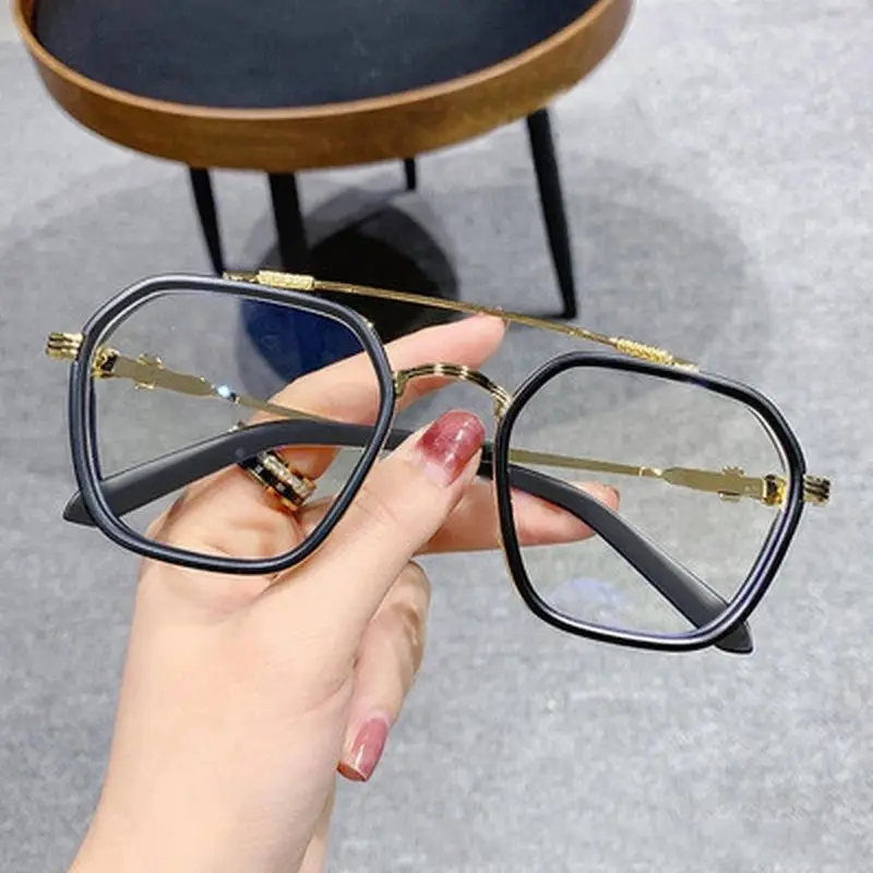 Blue Light Blocking Fashion High-end Glasses Men Optical Clear Glasses Black Square Frame Eyeglasses Anti-radiation