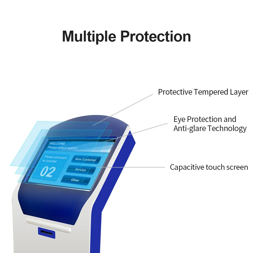 17 inch LCD Touch Display Screen Self-service  Ticket Dispenser Queuing Token Number taking Machine Wireless Queue Call Machine