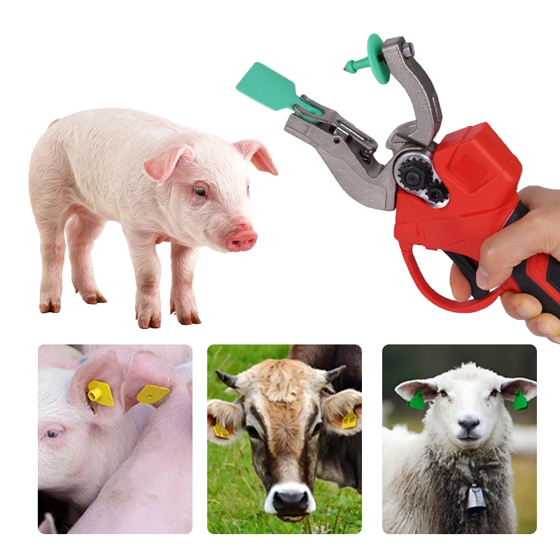 Split Type Electric Cattle Sheep and Pig Ear Tag Mounting Pliers Black Red Splicing Animal Applicator