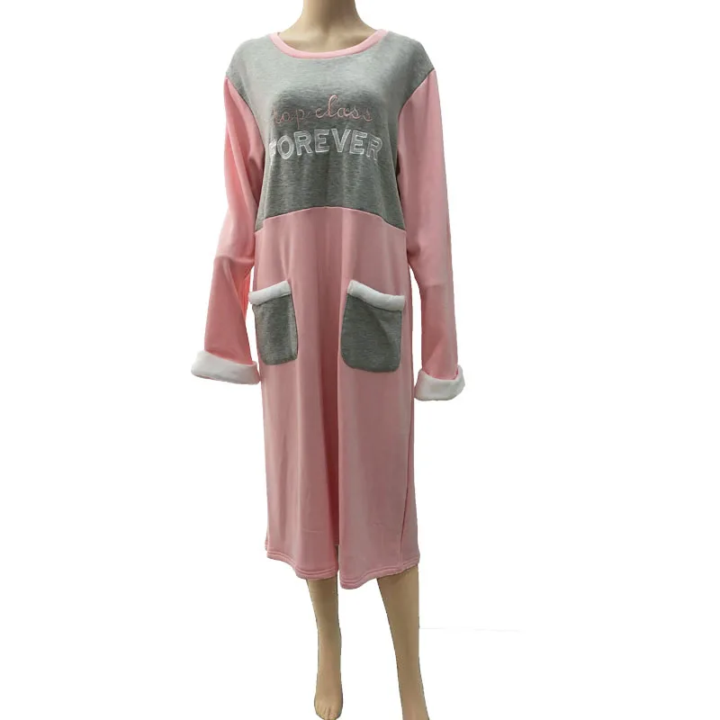 Mid East Arab Turkey Islam Clothing Women Winter Velour Home Wear Medium Gown Nightgown Night Dress