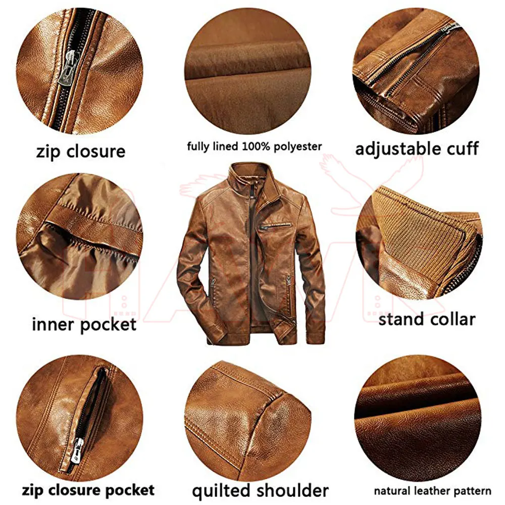 Genuine Leather Fashion Jacket For Men Windproof Sheepskin Leather Jacket For Men