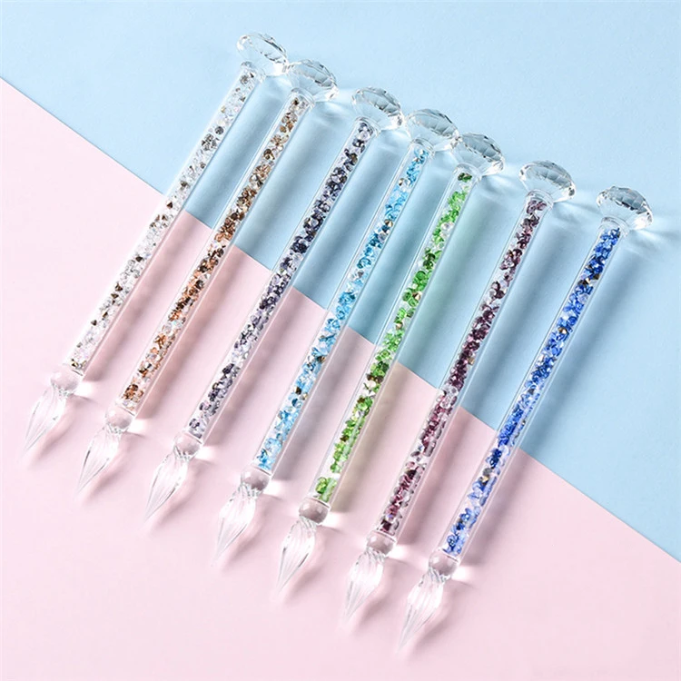 Factory Price Christmas Gift Artist Pen Vintage Handmade Crystal Glass Dip Pen Set