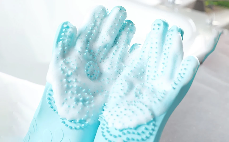 Upgrade Gentle Pet Grooming Magic Gloves Dog Cat Bathing Shampoo Brush Gloves Pet Glove for Bathing