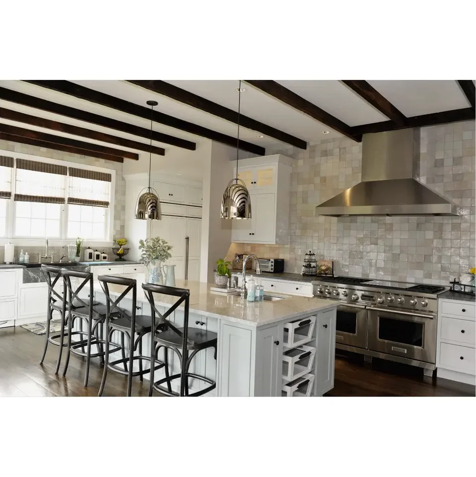 Luxury kitchen furniture custom own house solid wood kitchen cabinet set