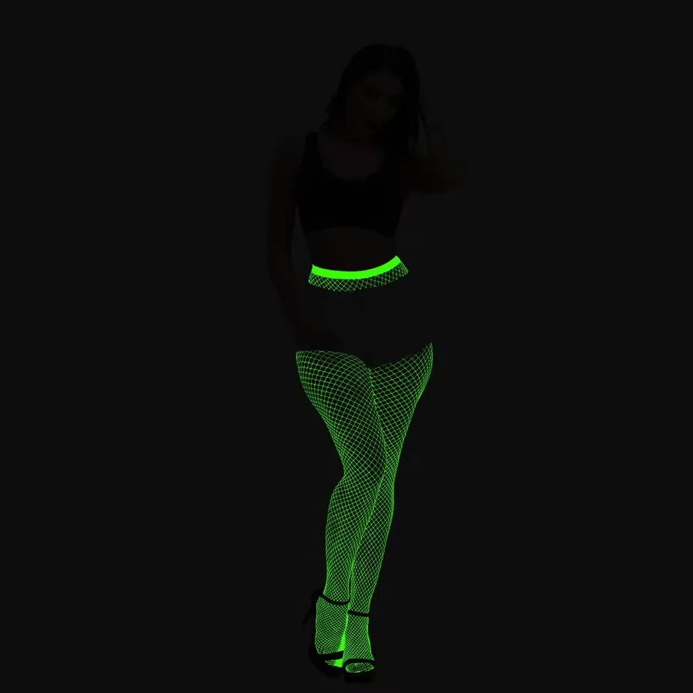 New Glow In The Dark Net Socks Sexy Party Luminous Fishnet Pantyhose Women Stocking Tights