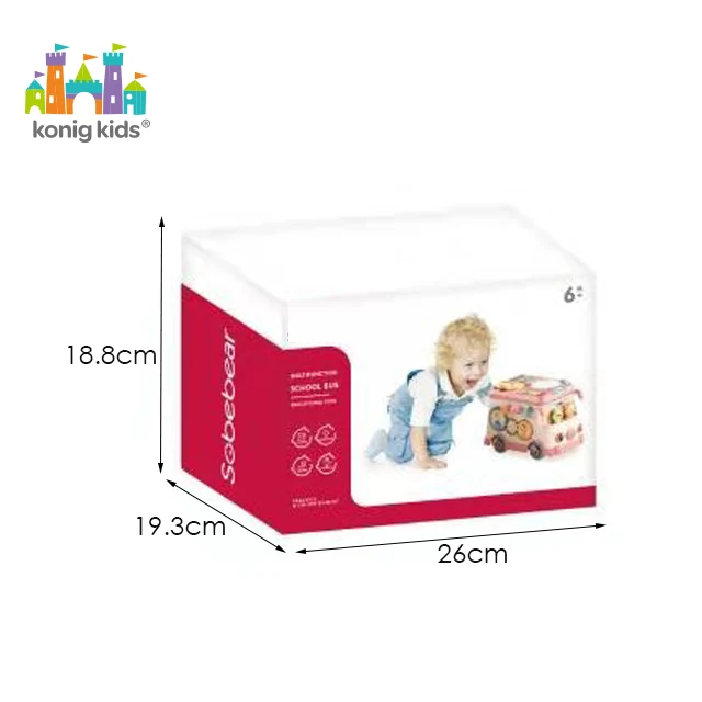 Konig Kids Multi functional  Cute Pink And Green Activity Musical Bus Toy For Baby Early Educational Early Learning Toys