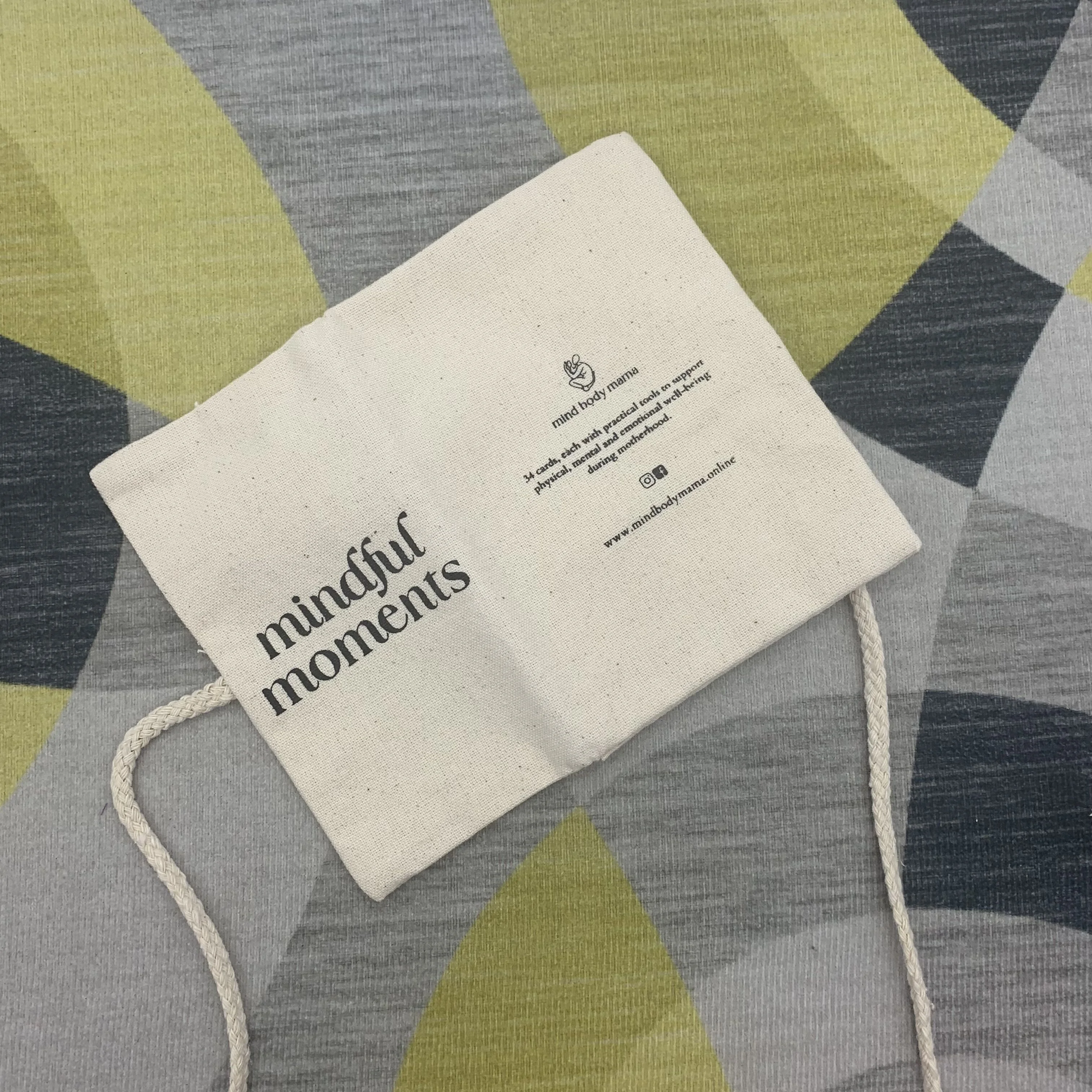 Wholesale Recycled Canvas Envelope Bag Pouch Makeup Packaging With Cotton Rope Black Logo Print