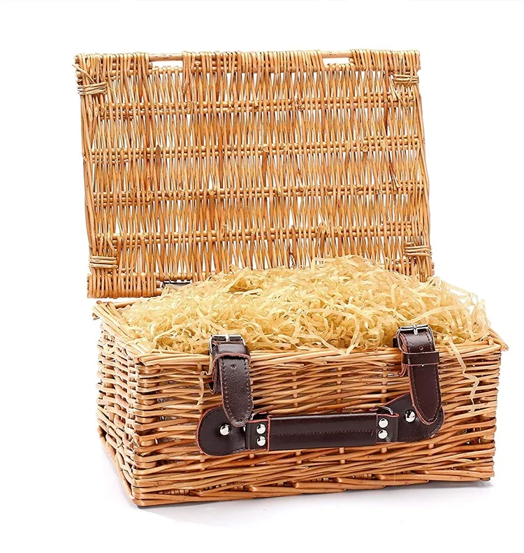 Hot sell customized outdoor holiday empty wicker picnic hamper basket with lid