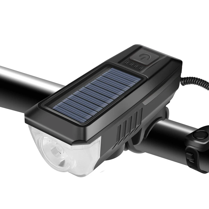 Hot selling mountain bike horn light solar charging riding front headlight USB charging dual-use factory direct sales