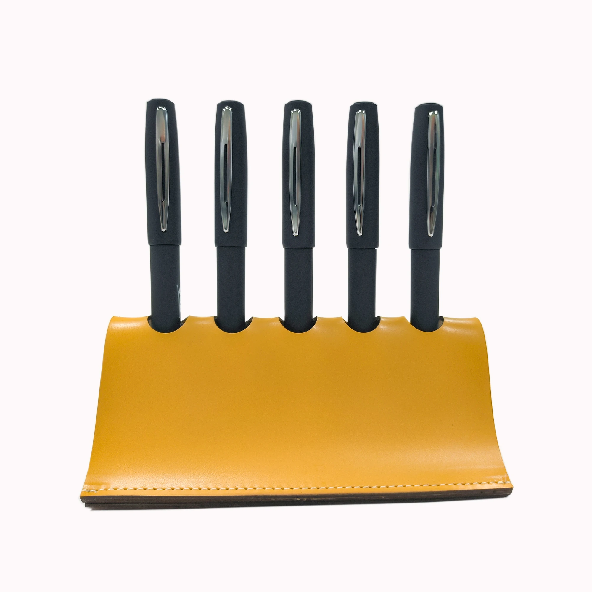 Custom Factory PU Leather Desk Top Smooth Pen Display Stand Pen Pencil Case Pen Holder for Men Women