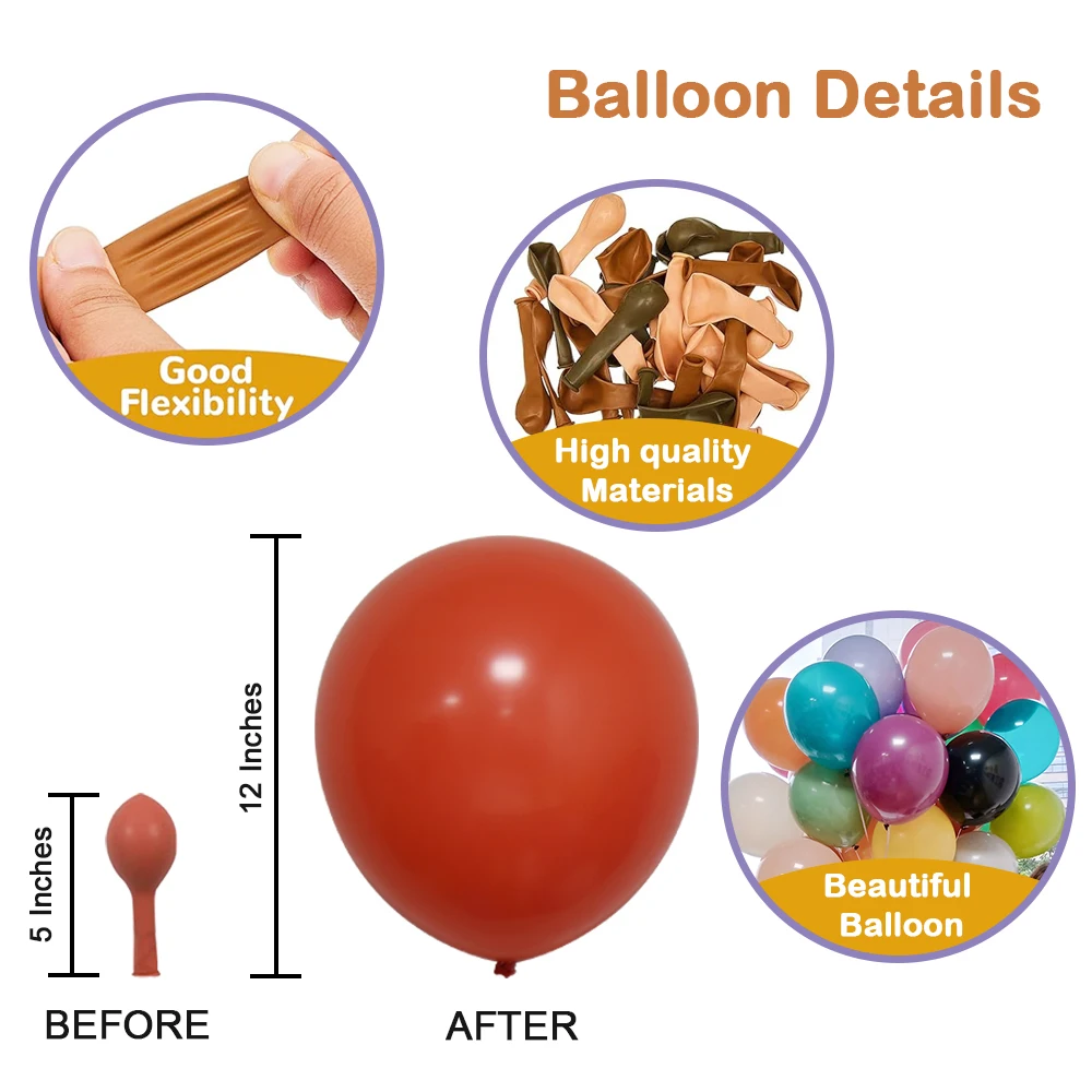 12 inches Rainbow Vintage Sand White Coffee Brown Orange Apricot Colorful Globos Latex Matte Retro Balloon Party Latex Balloons