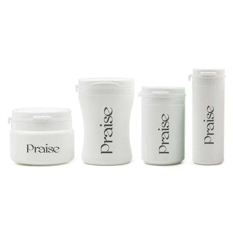 50ml/80ml/100ml/120ml HDPE Plastic Bottle for Xylitol Chewing Gum Cream Jar Customized Color Round Flip Top Rip Pull Jars