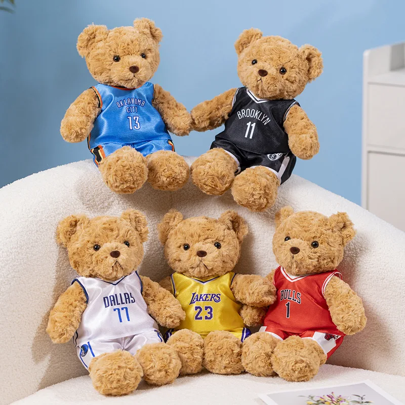 HECION Basketball Doll Bulls Joordan Laker Basketball Teddy Bear Fan Doll Sport Gift 35cm Doll