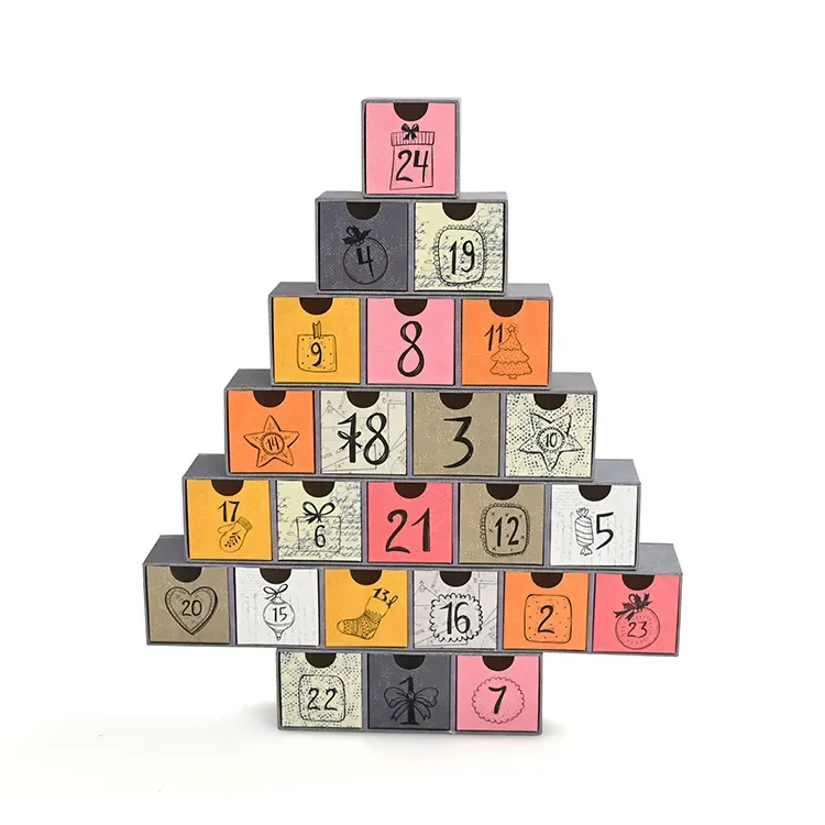 Empty Advent Calendar Box For Gift Packaging, Christmas Advent Calendar Gift Box Packaging For Chocolate