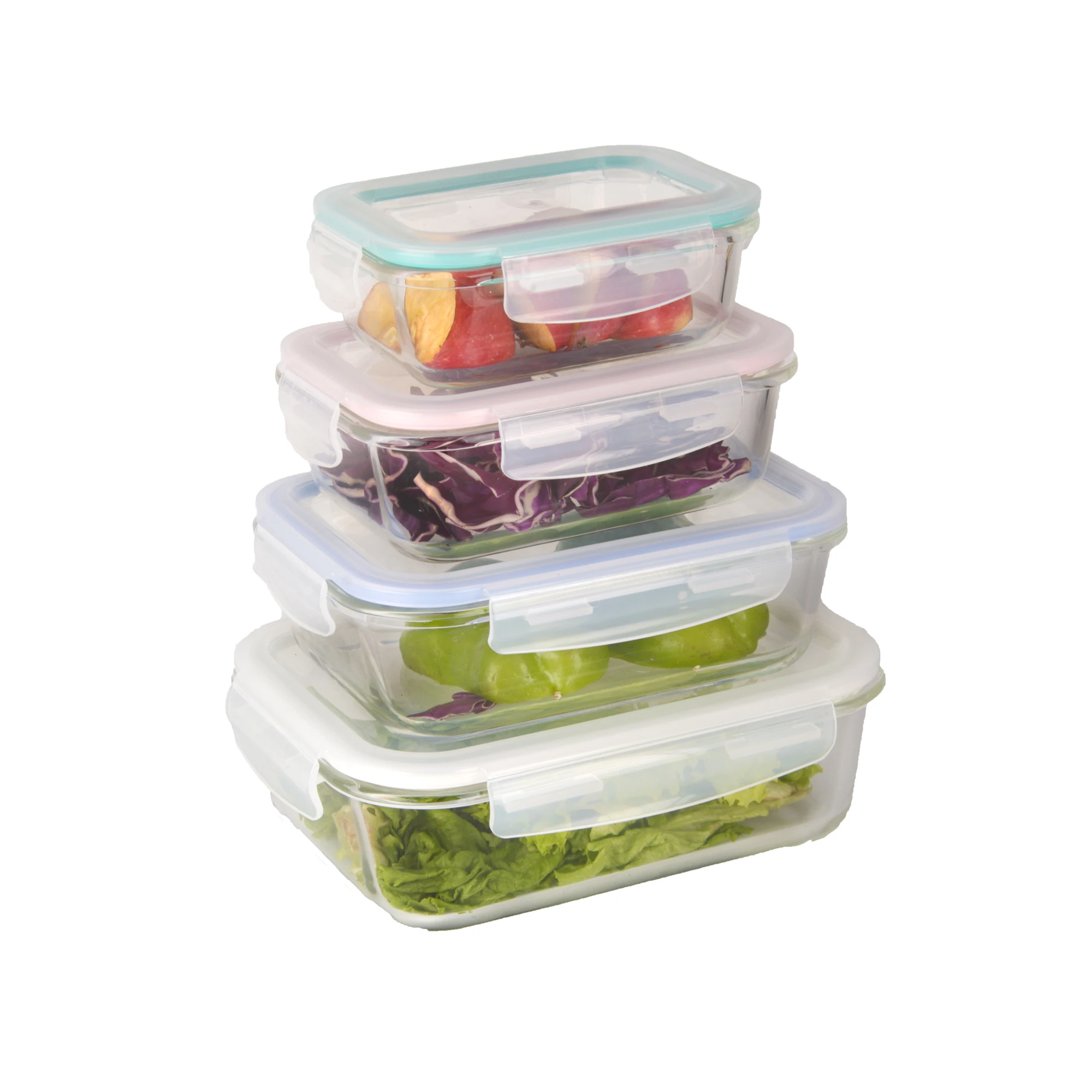 
4 Pieces Brand New Thermal Stackable Bento Box Glass Food Container Storage With Low Price 