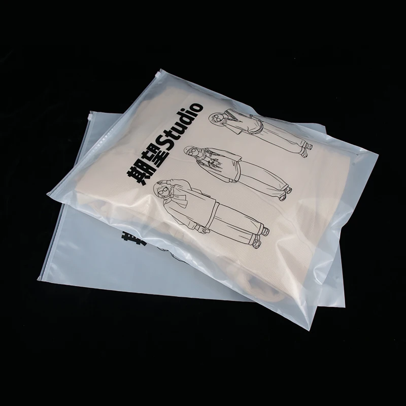 Custom logo printed Slide Ziplock Zipper Plastic Bag Clear Transparent Clothing Tshirt Poly Zip Bag