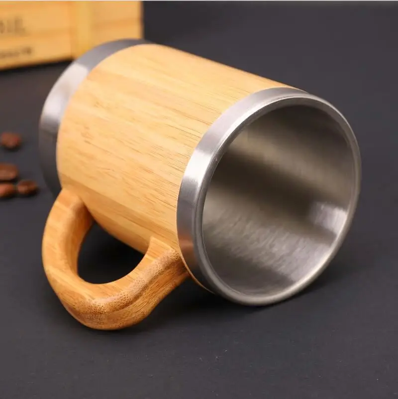 Zogifts Bamboo Mug Cup Double Wall Stainless Steel Portable Wooden Travel Coffee Glass Cupping Straw Safe Toddler Kids Fiber