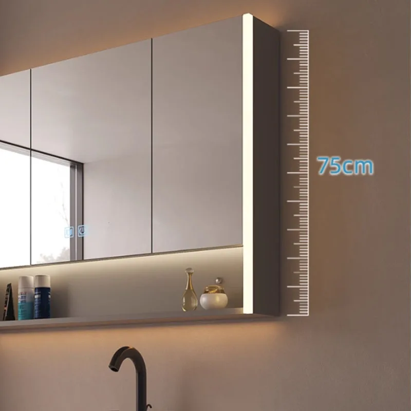 Modern Wall Mounted Smart Mirror Cabinet Manufacturer Touch Screen Led Lighted Salon Makeup Medicine Cabinets for Bathroom
