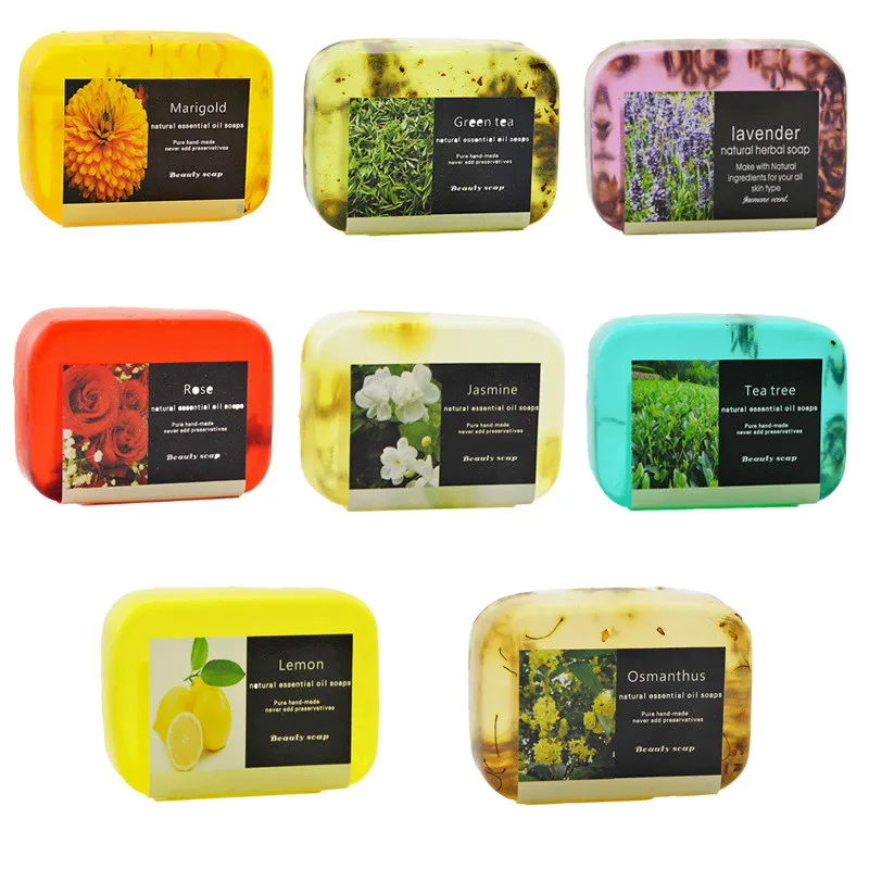 Bamboo Charcoal/Lavender/Rose/Lemon/Tea Tree/Aloe Vera Handmade Soap Wash Face and Bath Soap Moisturizing Essential Oil Soap