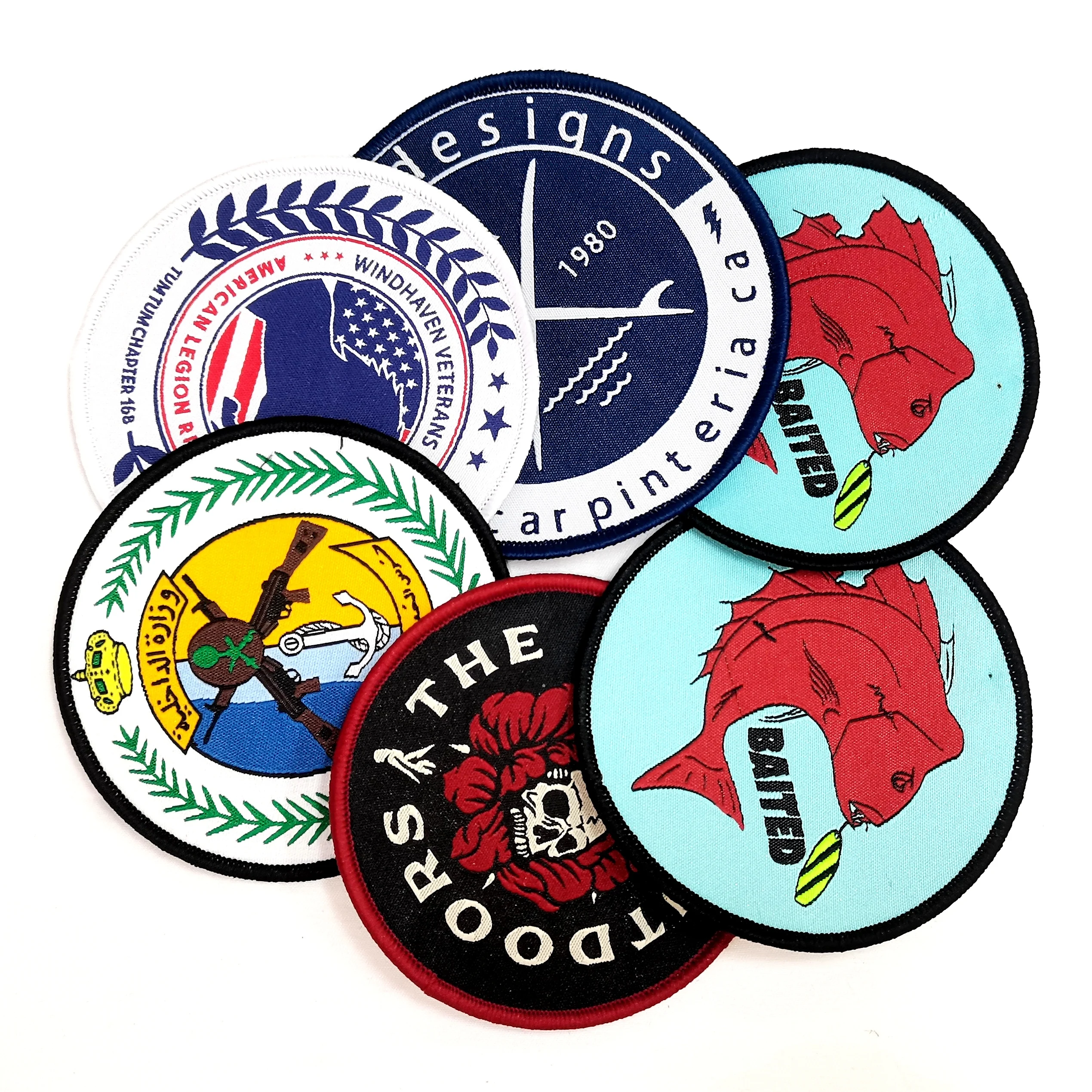 Cloth Custom Woven Patch/Embroidery 3D PVC Patch Silicon Patch Sticker Circle Woven Badeg For Clothing