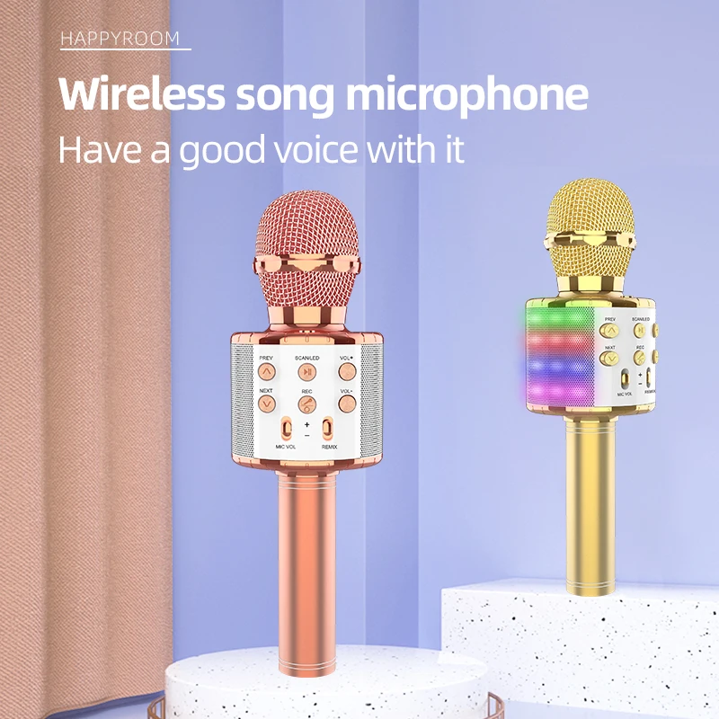 Wholesale Portable Wireless Karaoke Player Mike and Speaker 2 in 1 Wireless Microphone