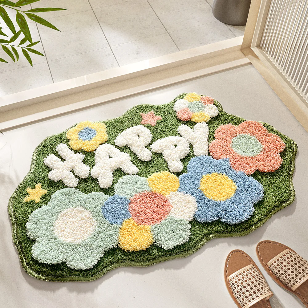 3d Printed Moss Bath Mats Cute Green Moss Shag Bathroom Rugs Non Slip Soft and Water Absorbent Bath Rug for Bathroom Shower Tub,