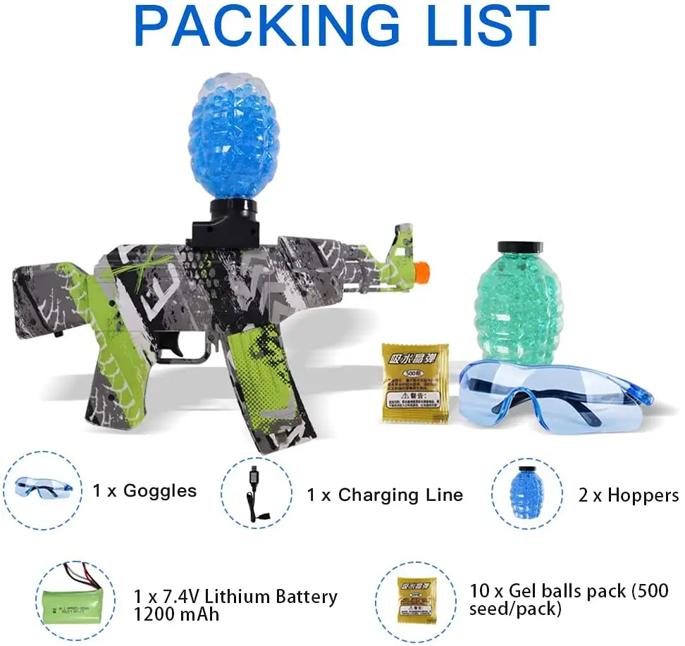 2022 M416 P90 Akm47 Water Gel Beads Blaster Rifle Outdoor Toy Gel Water Ball Gun Bullet Gel Blaster Gun Electric
