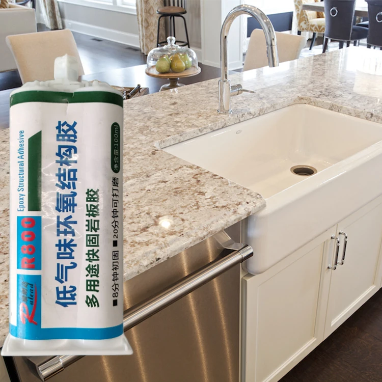 R800 2 part epoxy adhesive 5 minute fast fix epoxy porcelain sintered slabs worktop adhesive marble glue for marble and granite