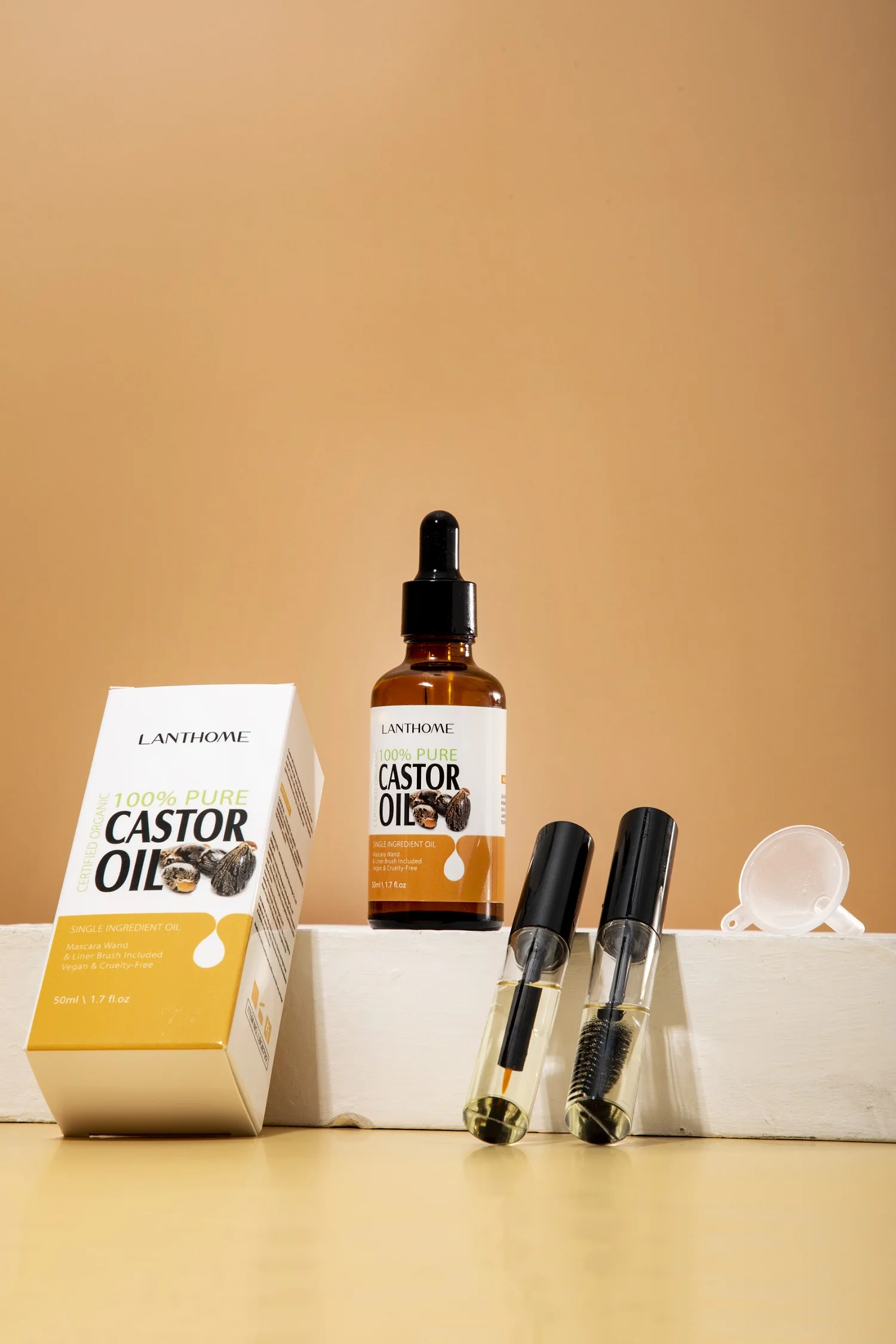 2023 New arrival Organic castor oil hair growth oil growing for eyelashes and eyebrows with Mascara brush