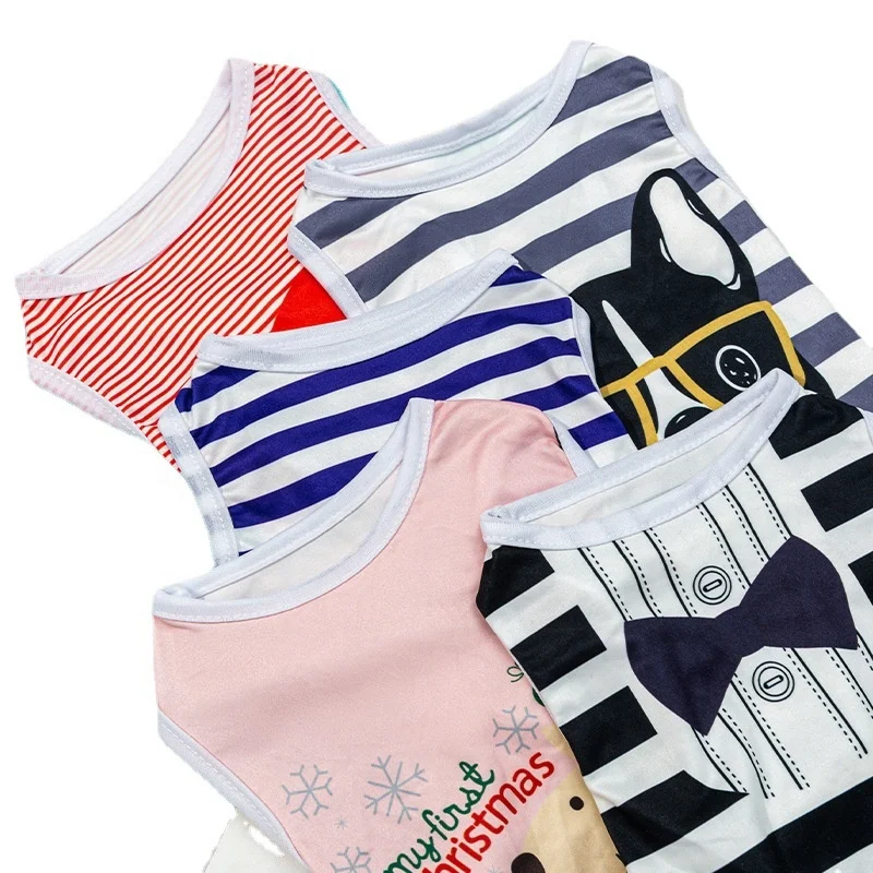 Dog T-shirt Soft Puppy Clothes for Dogs Cat Clothes Cute Pet Dogs Clothes Cartoon Pet Clothing Summer Shirt Casual Vests