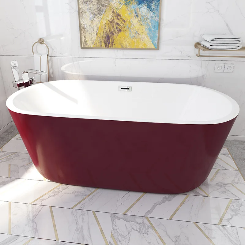 Multi Color Resin Stone Bathtub Free Standing Bath Tub Solid Surface Acrylic Stone Bath Tub