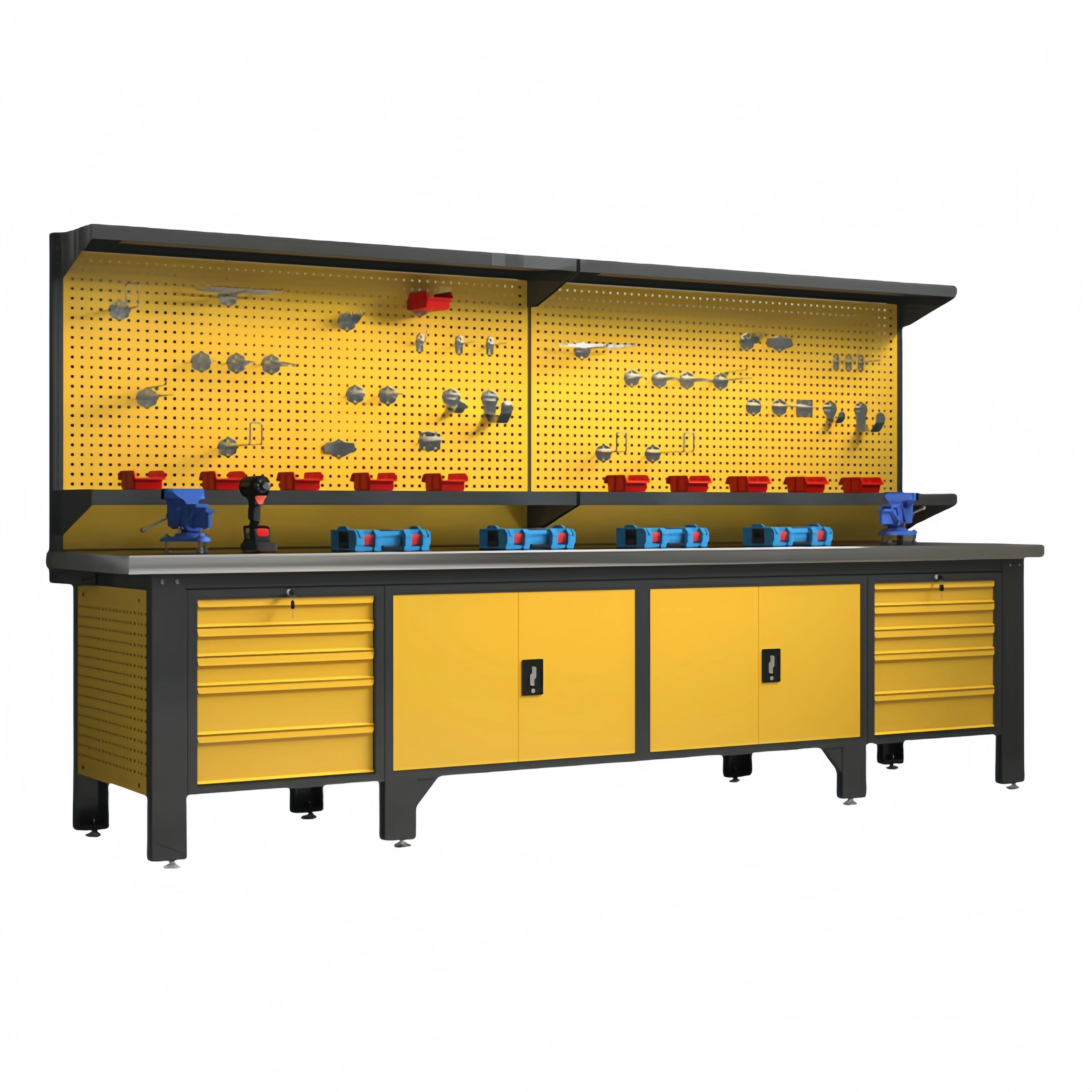 Heavy Duty Industrial Mechanics Garage Worktable Workshop Workbench Metal Steel Customized Tool Storage Cabinet