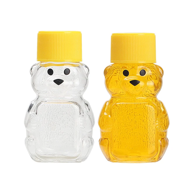 Cartoon Bear Bottle Pet Transparent Mini Sample Honey Bottle Plastic pet Bottle 60ml