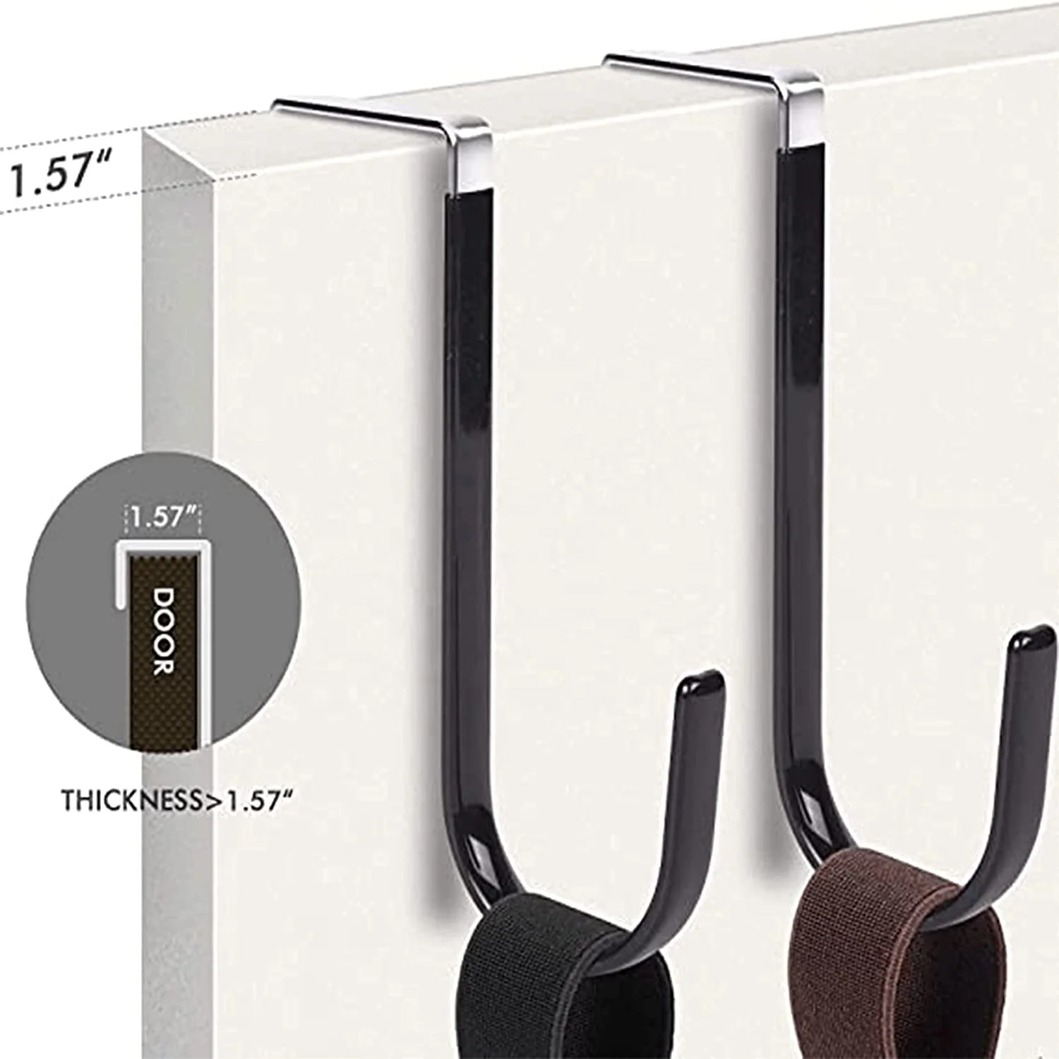 6-Pack Over-The-Door Vinyl Coated Stainless Steel Hanger Hooks