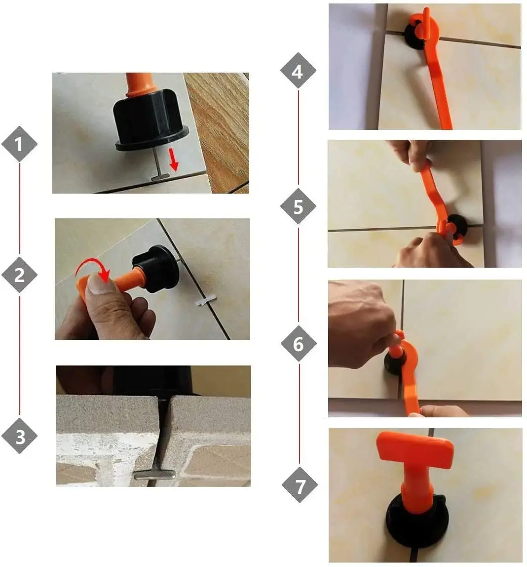 Tile Leveling System Kit, Tile Leveler Spacers Replaceable Steel Pins Ceramic Tile Installation Tool for Walls Flooring