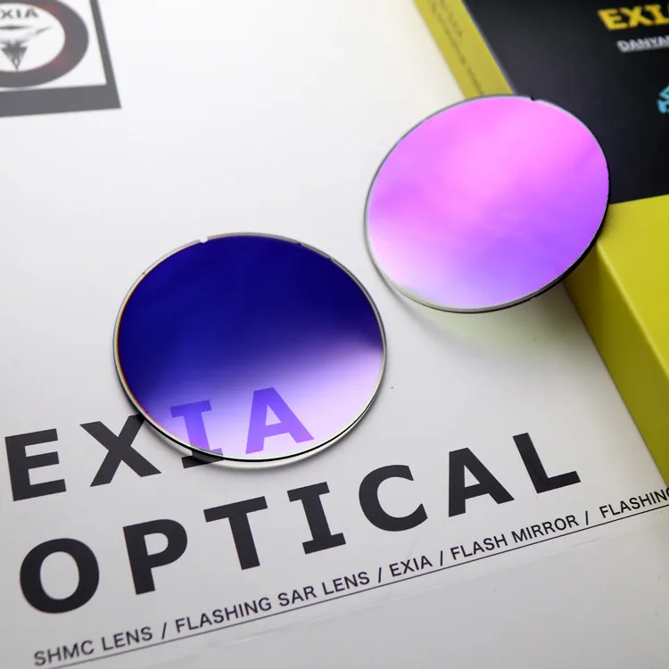Фиолетовые зеркальные линзы солнцезащитные очки UV400 SHMC A75 EXIA оптические