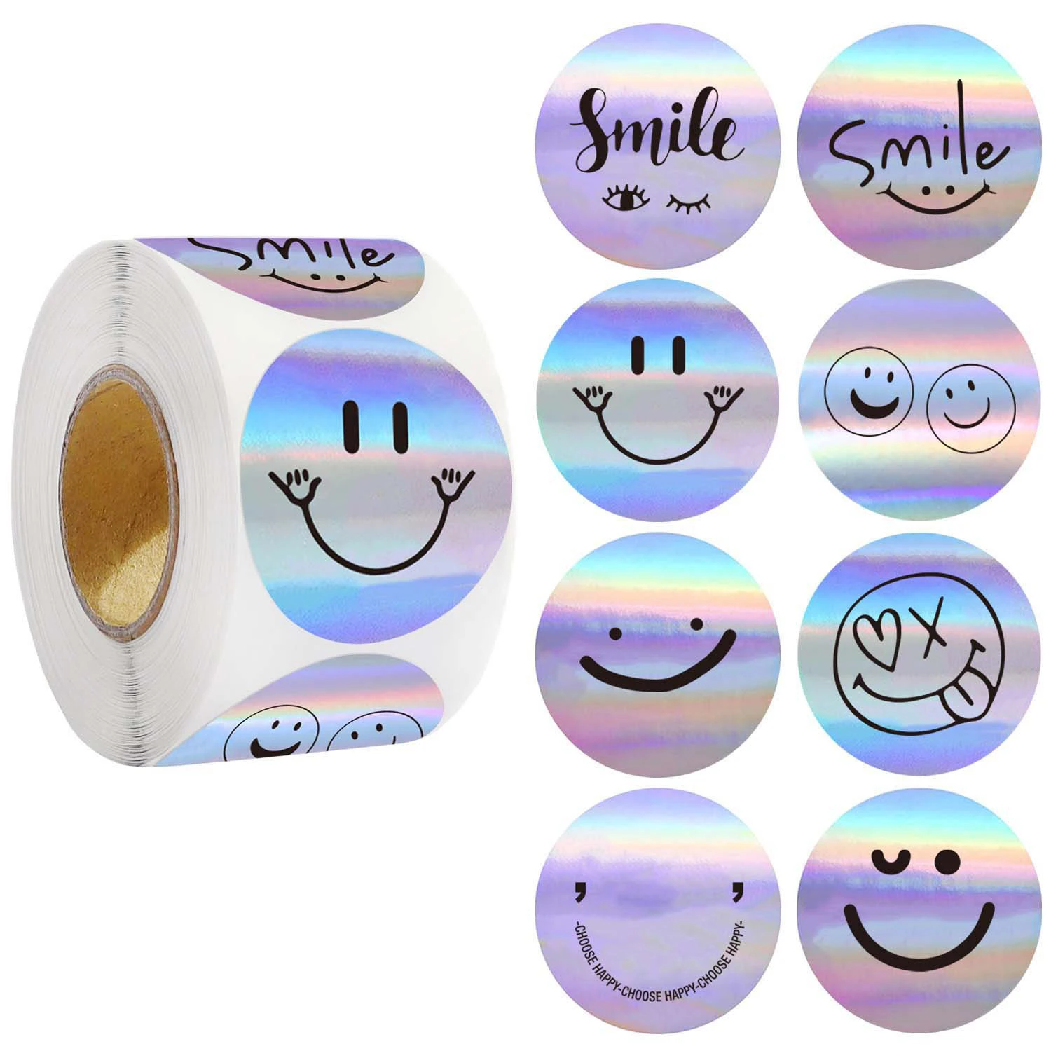 Roll Lip Gloss Eyelash Bag Packaging 500 Labels Small Business Salon Beauty Store Holographic Sticker custom roll sticker custom