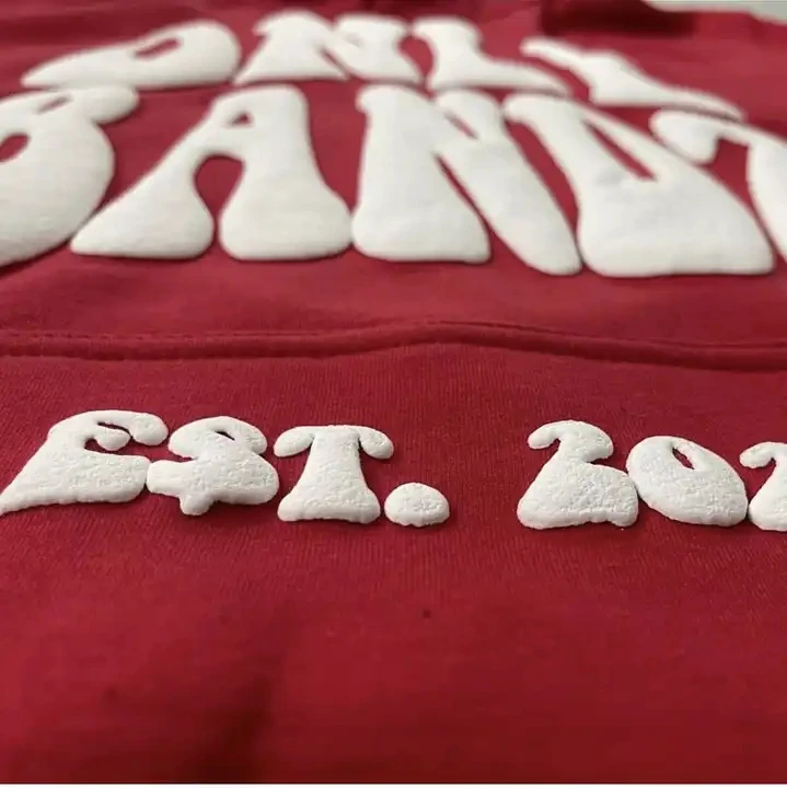 Wholesale heavyweight cotton cut edge raw hem oversized high quality manufacturers custom logo cropped men 3d puff print hoodies