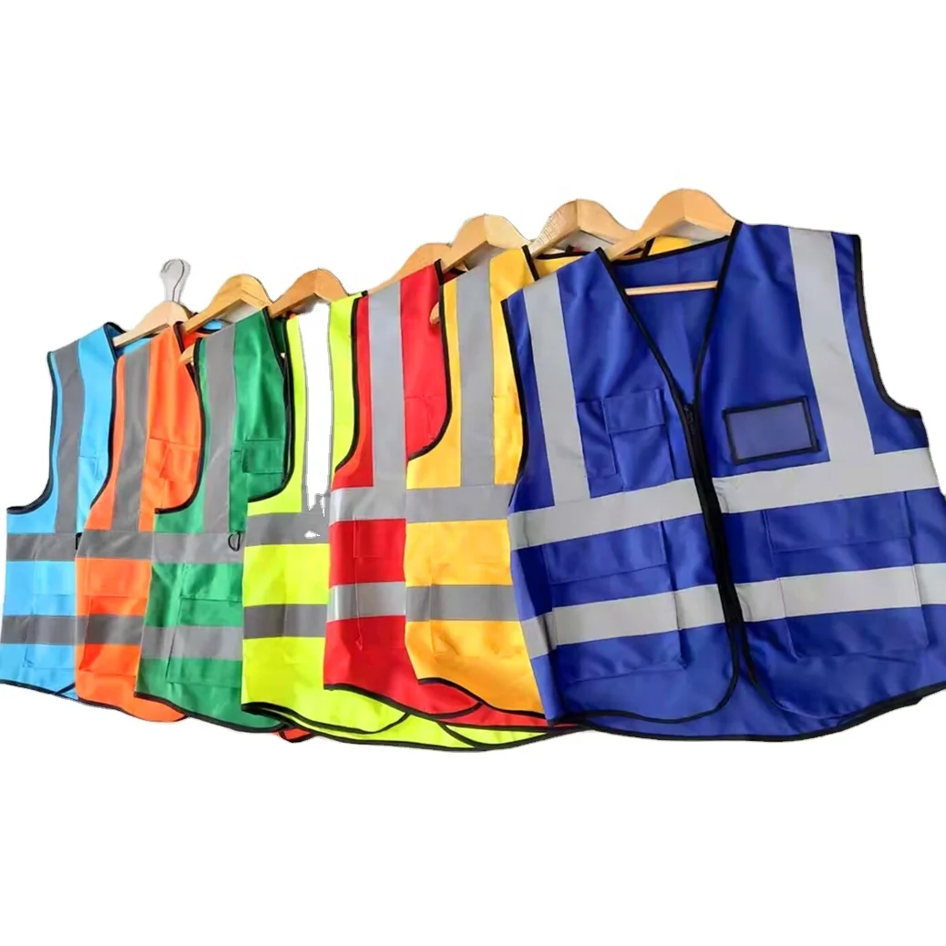 Зеленый с логотипом на заказ карманами Красный защитный жилет высокой видимости светоотражающий джемпер