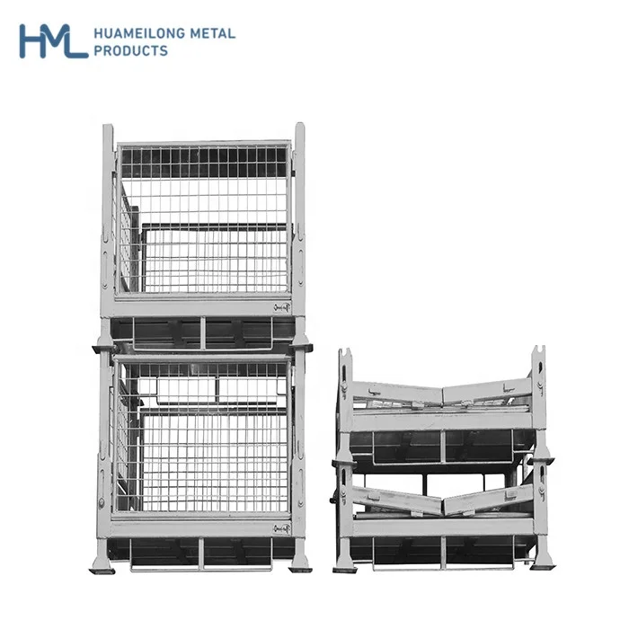 Collapsible and stackable steel folding wire storage metal heavy duty Australia bin pallet with forklift