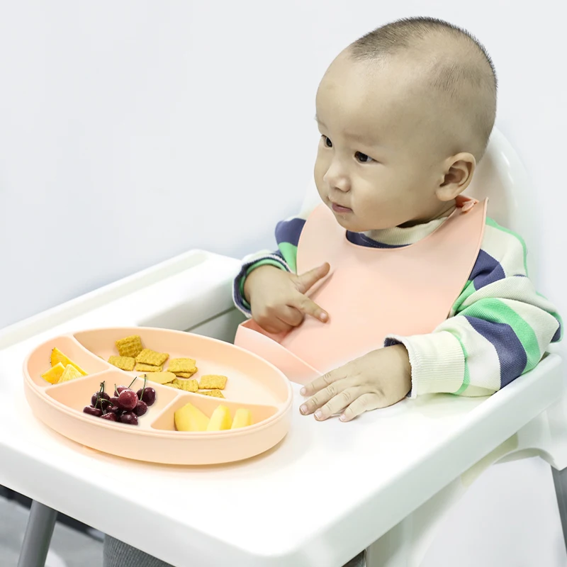 Sourcing Manufacturer wholesale baby suction plate baby feeding training silicone plate BPA free baby kids silicone plate sets