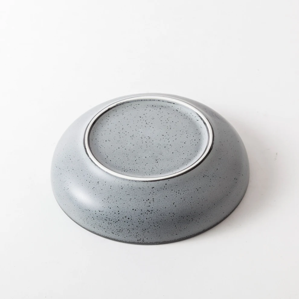 ShengJing Japanese Korean Rustic Light Grey Speckled Porcelain Household Restaurant Pasta Salad Dinnerware Deep Plate