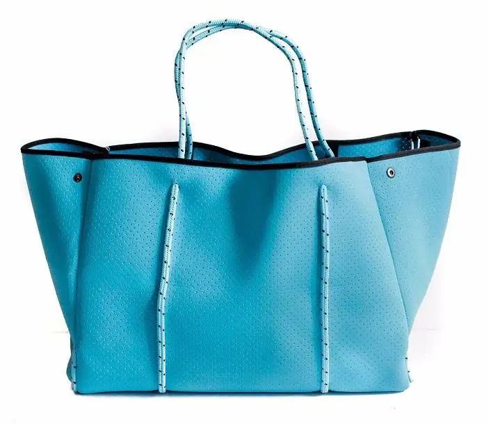 Hot selling perforated neoprene bag beach bag tote handbag bags for women