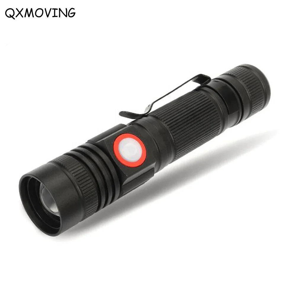 QXMOVING 10W XML T6 Zoomable Waterproof USB Rechargeable LOGO printed Tactical High Powered Custom LED Flashlight