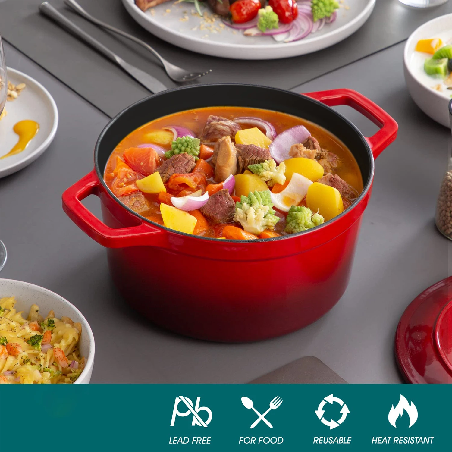 High-quality enamel pot dutch oven cast iron pot Support microwave heating