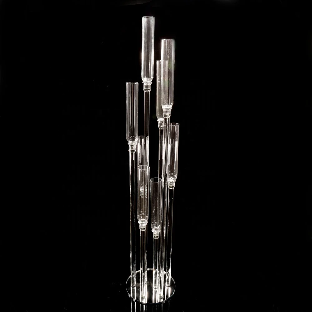 MH-Z095 8 pillar glass candelabra crystal wedding decoration crystal tube wedding table candelabra